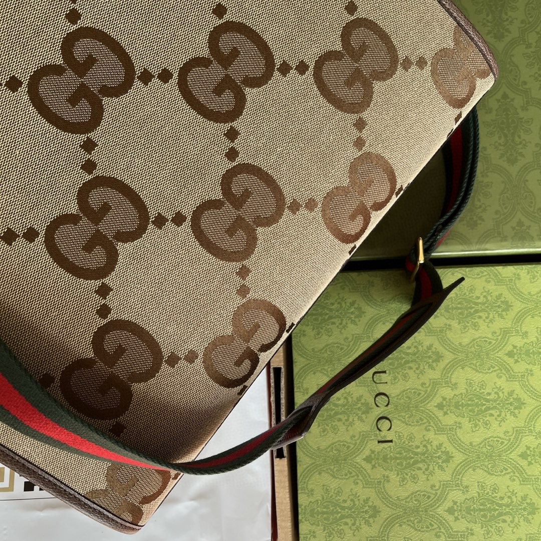 Gvc*1 Tote Bag With Jumbo Camel And Ebony Jumbo GG Canvas For Women 14.6in/37cm 678839 UKMDG 2570