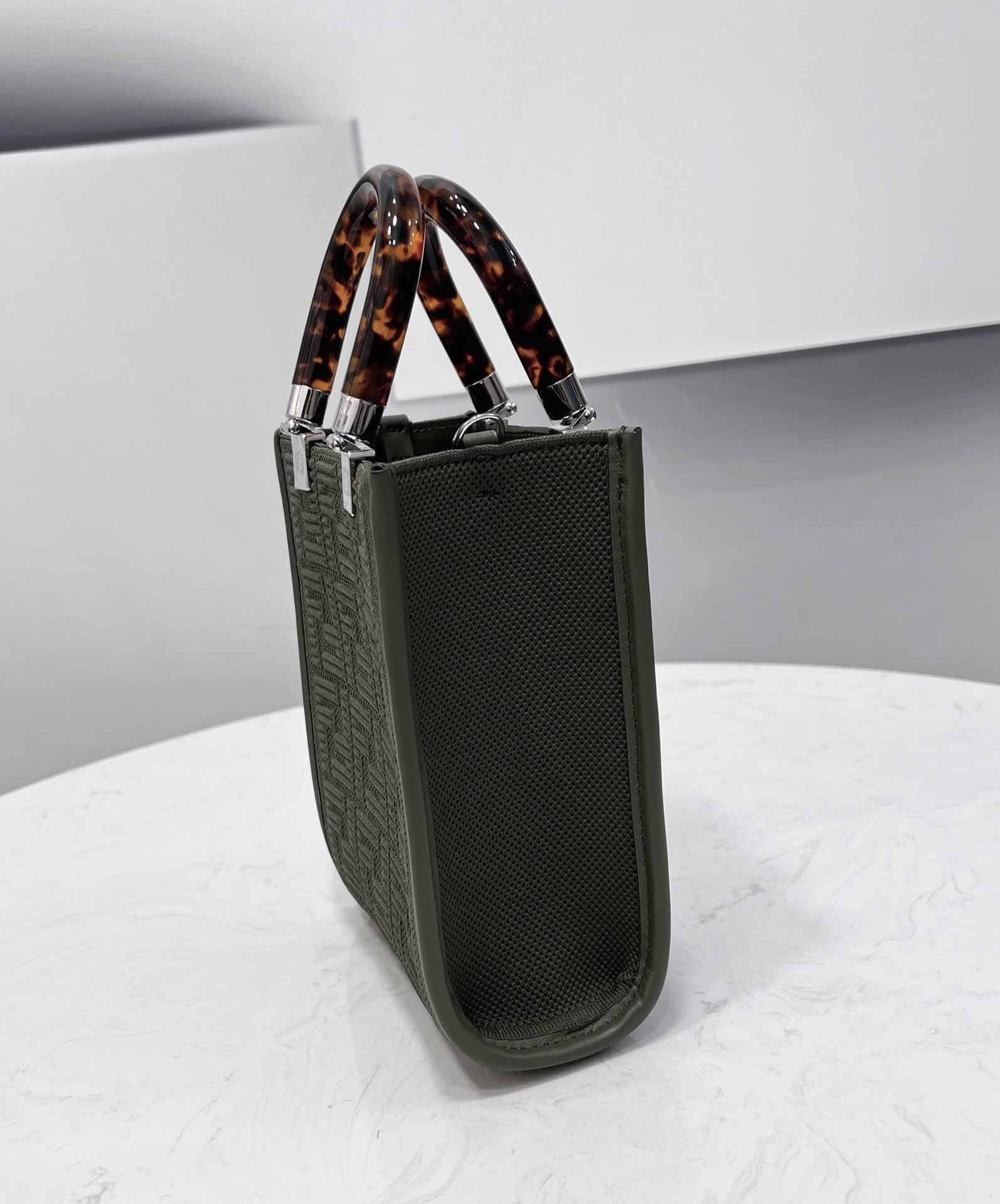 F**di Mini Sunshine Shopper Black For Women, Women’s Handbags, Shoulder And CrossBody Bags 7.1in/18cm FF 8BS051