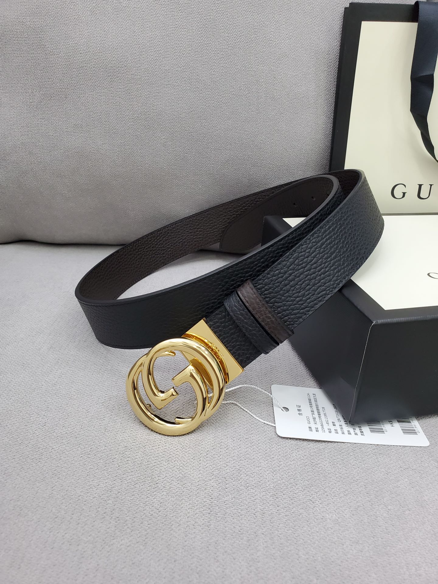 Gvc*1 Belt With Interlocking G Buckle Black For Women, Women Belt