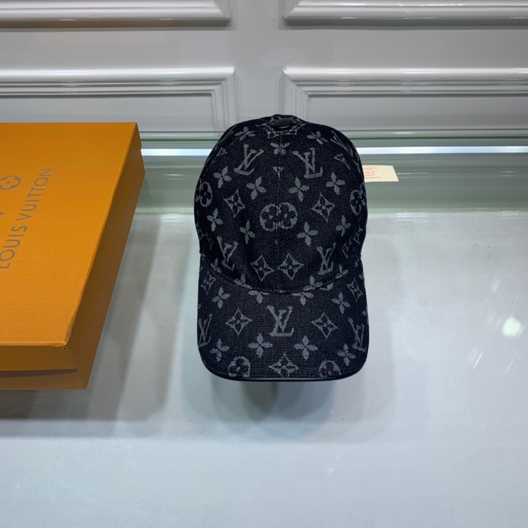 L0vis Vvtt0n Monogram Jacquard Denim Cap Black LV Cap