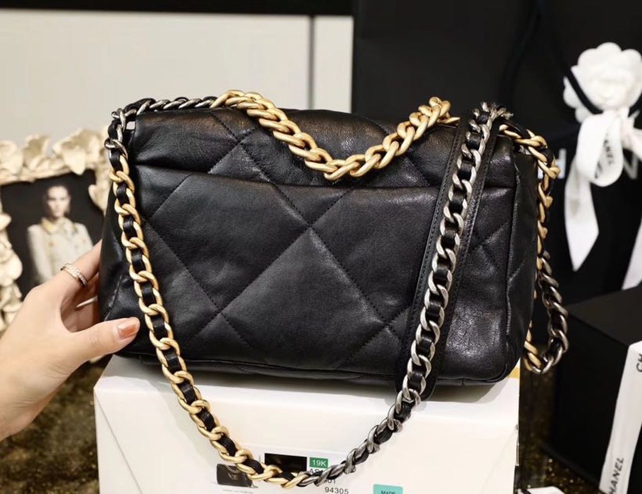 Ch**el 19 Handbag 26cm Black For Women AS1160 B04852 94305
