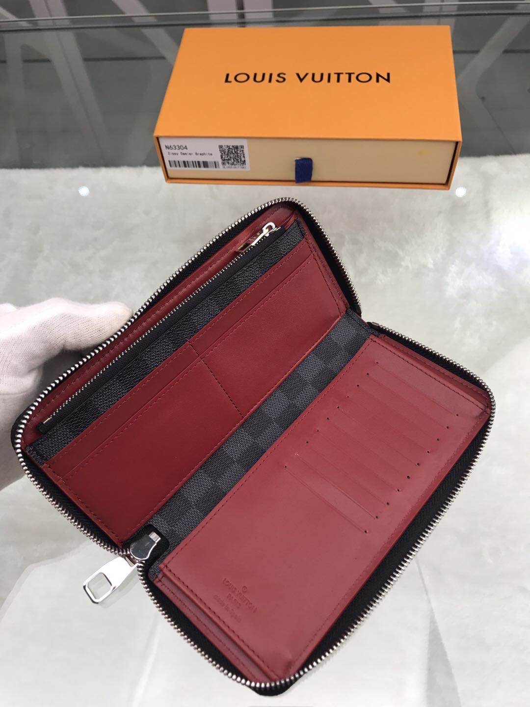 L0vis Vvtt0n Zippy Wallet Vertical Wallet Damier Graphite Canvas For Men, Men’s Wallet 7.9in/20cm LV