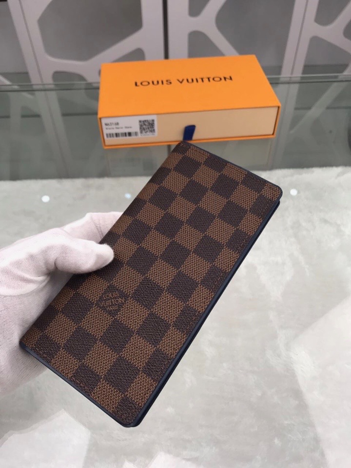 L0vis Vvtt0n Brazza Wallet Damier Ebene Canvas For Men, Men’s Wallet 7.5in/19cm LV