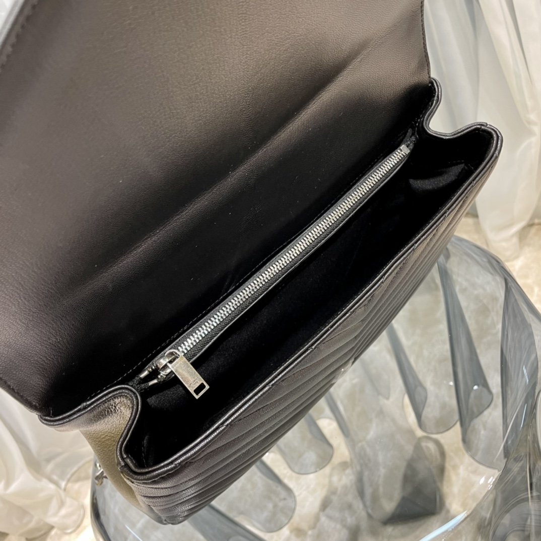 Sa1nt Lau*nt College Large Chain Bag Black With Silver TonedHardware For Women 12.6in/32cm Y51 600278BRM041000