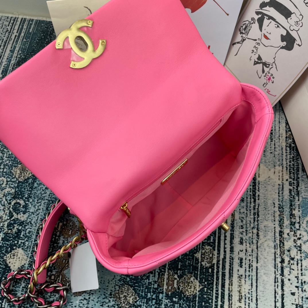 Ch**el 19 Handbag 26cm Pink For Women AS1160