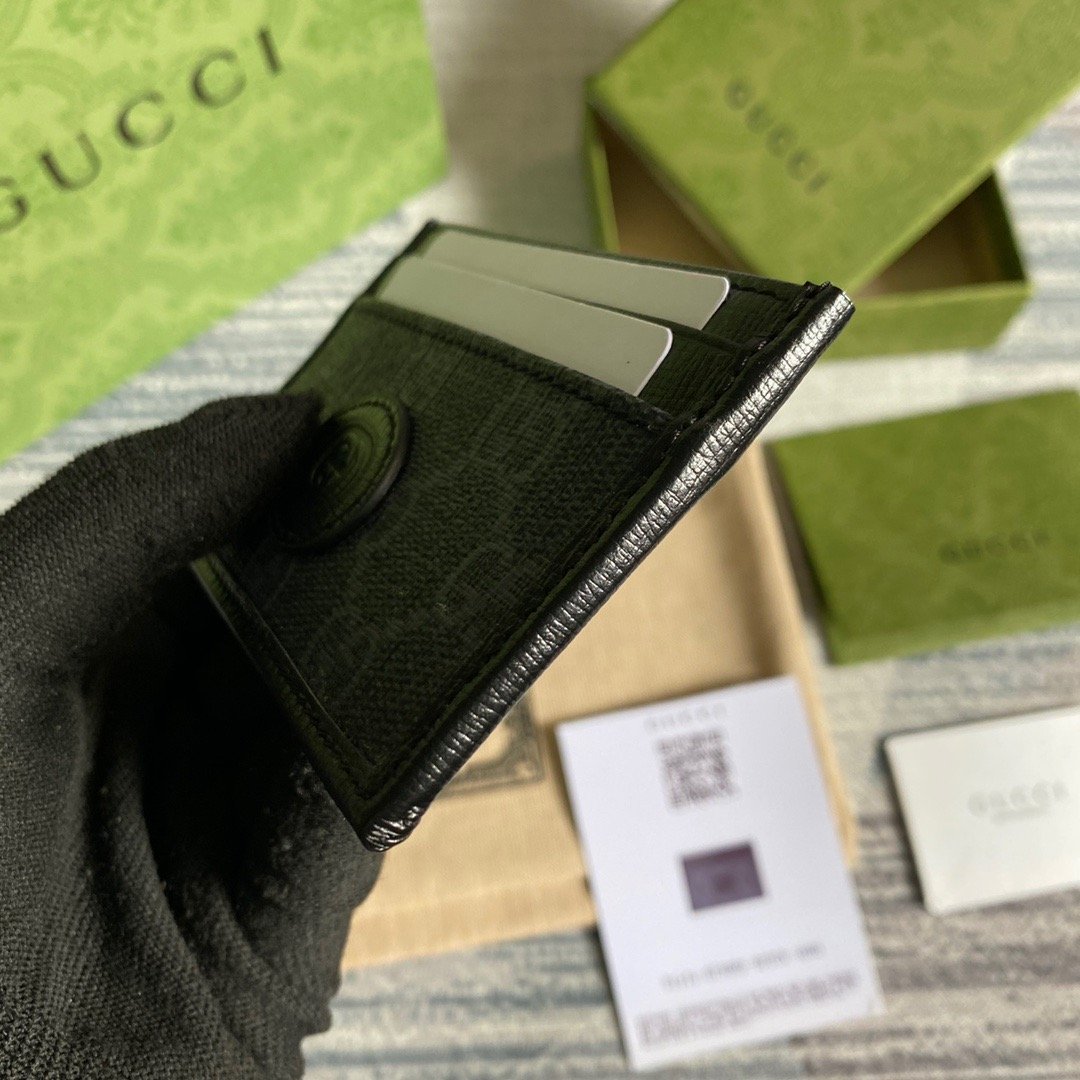 Gvc*1 Card Case with Interlocking G Black For Men 4in/10cm GG 673002 92TCN 1000