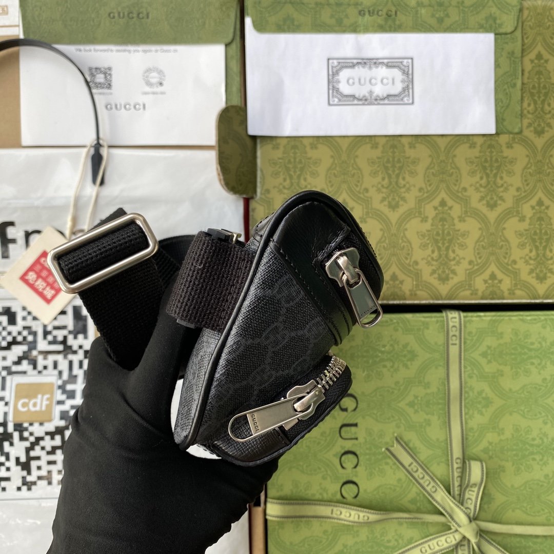 Gvc*1 Belt Bag With Interlocking G Black GG Svp*me Canvas For Men 9in/23cm GG ‎682933 92THN 1000