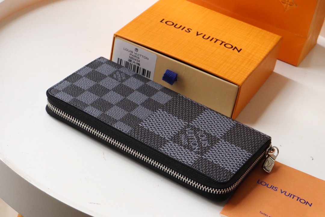 L0vis Vvtt0n Zippy Wallet Vertical Damier Graphite For Men, Men’s Wallet 7.9in/20cm LV