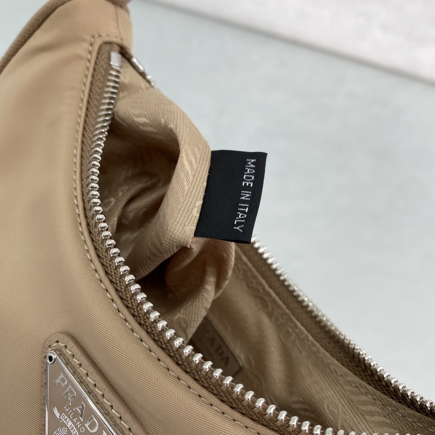 Pra*a Re-Edition 2005 Saffiano Leather Bag Beige For Women, Women’s Bags 8.6in/22cm