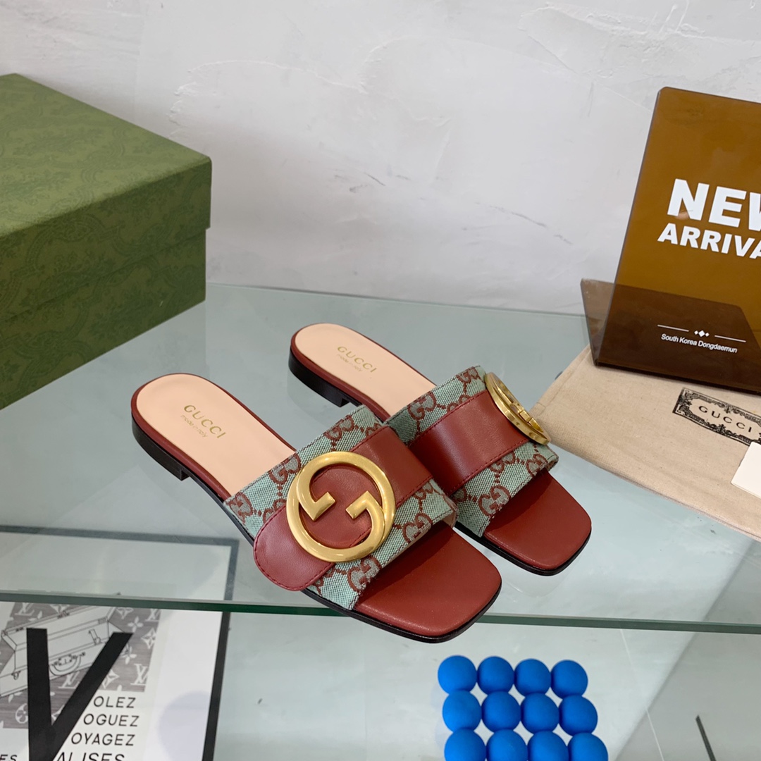 Gvc*1 Blondie Matelasse Canvas Slide Sandal Red For Women GG