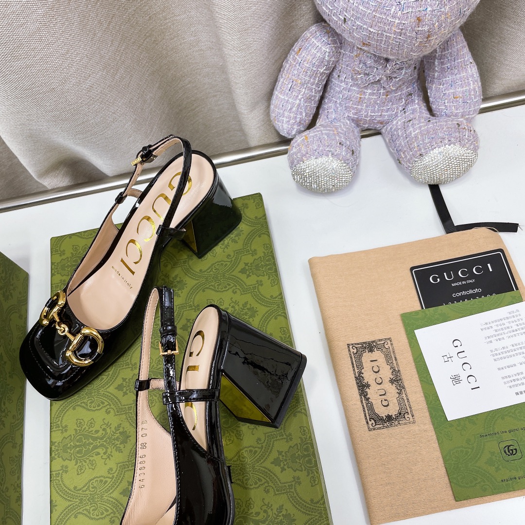 Gvc*1 Women’s Mid-Heel Slingback With Horsebit Black For Women GG 643892 BNC00 1000