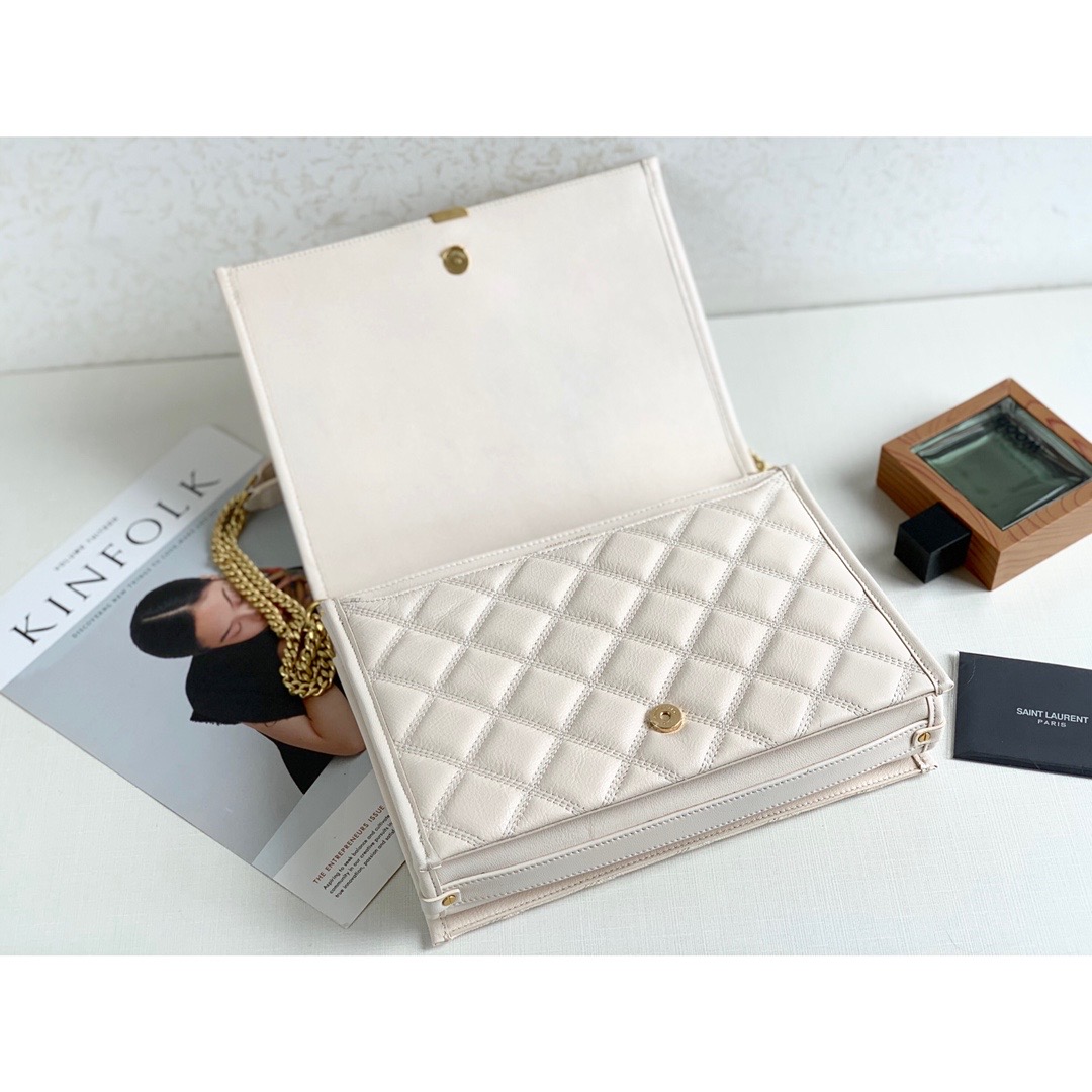 Sa1nt Lau*nt Becky Small Shoulder Bag White For Women 10.5in/27cm Y51