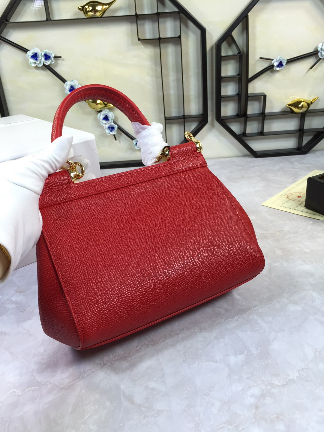 Dolce & Gabbana Medium Sicily Handbag In Dauphine Red For Women 10.2in/26cm DG BB4347A100180303