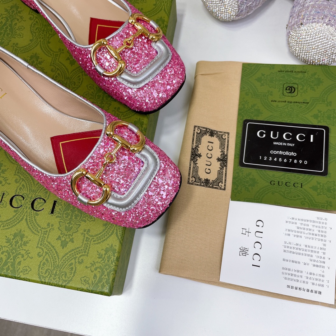 Gvc*1 Lovelight Crystal Ballet Flat With Horsebit Silver For Women GG