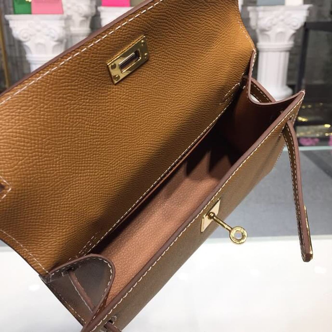 H**me5 Mini Kelly KP Pochette Gold For Women Gold Toned Hardware 8.7in/22cm