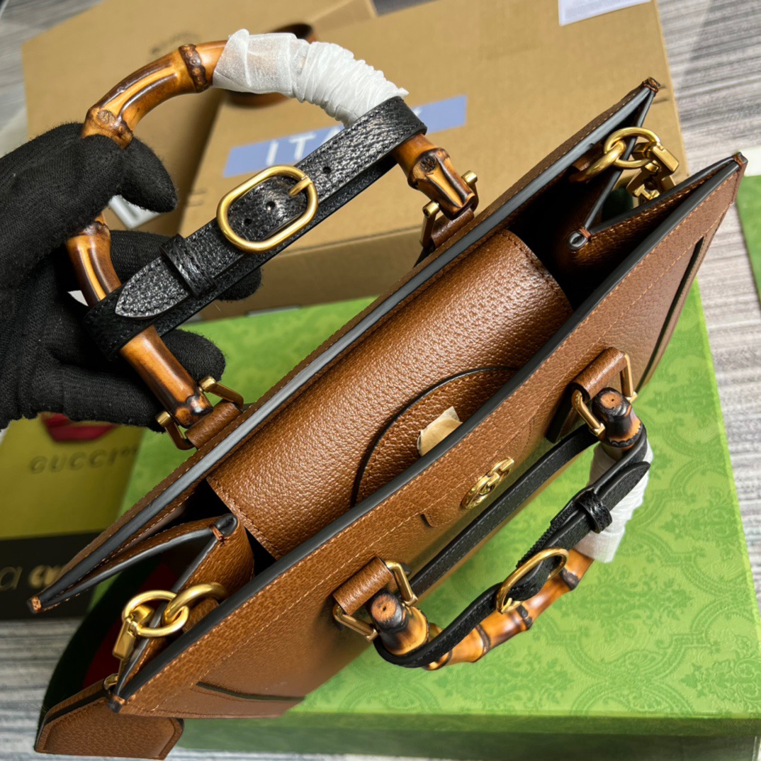 Gvc*1 Diana Medium Tote Bag Brown For Women, Women’s Bags 11in/27cm GG