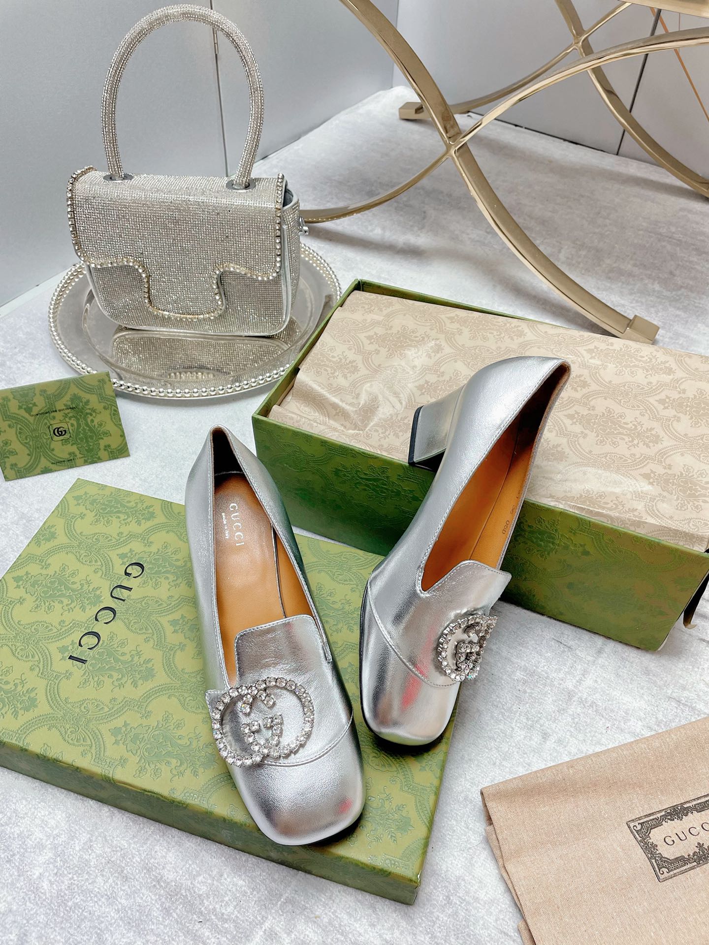 Gvc*1 Women’s Mid-Heel Pump With GG Logo Silver For Women GG