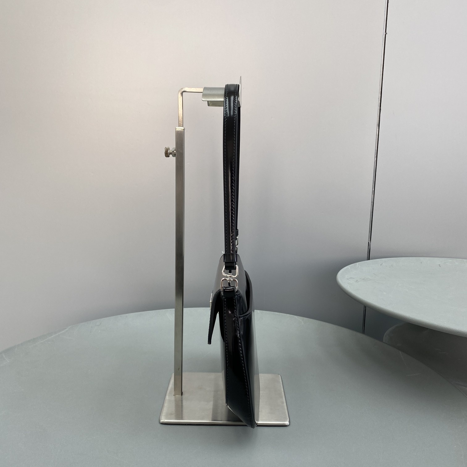 Pra*a Cleo Brushed Shoulder Bag With Flap Black For Women, Women’s Bags 8.6in/22cm 1BD311_ZO6_F0002_V_OOO