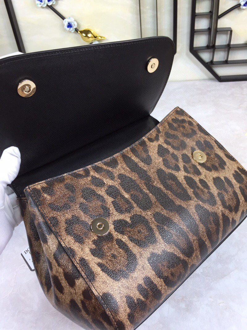 Dolce & Gabbana Leopard Print Medium Sicily Top Handle Bag Muticolour For Women 9.8in/25cm DG