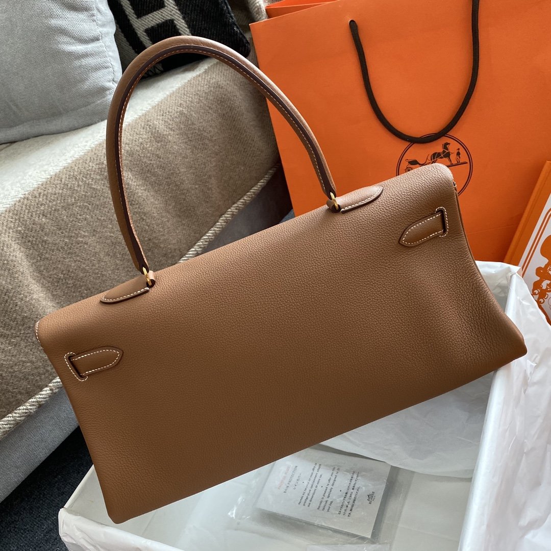 H**me5 Shoulder Kelly CK37 Brown For Women Gold Color Hardware 16.5in/42cm