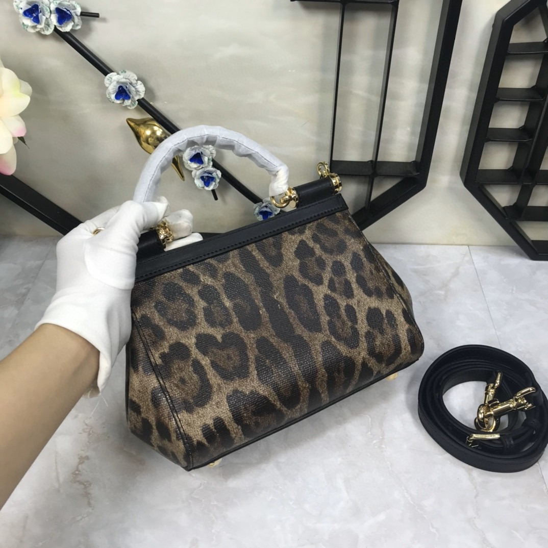 Dolce & Gabbana Leopard Print Small Sicily Top Handle Bag Muticolour For Women 7.8in/20cm DG