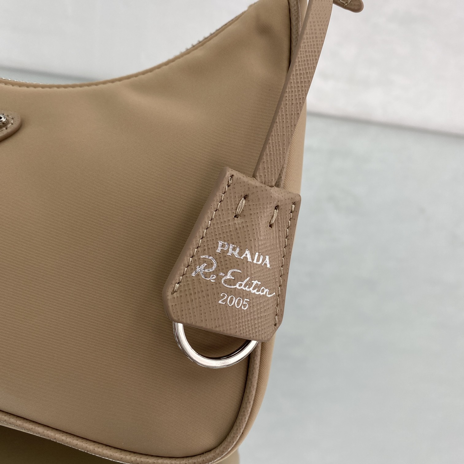 Pra*a Re-Edition 2005 Saffiano Leather Bag Beige For Women, Women’s Bags 8.6in/22cm