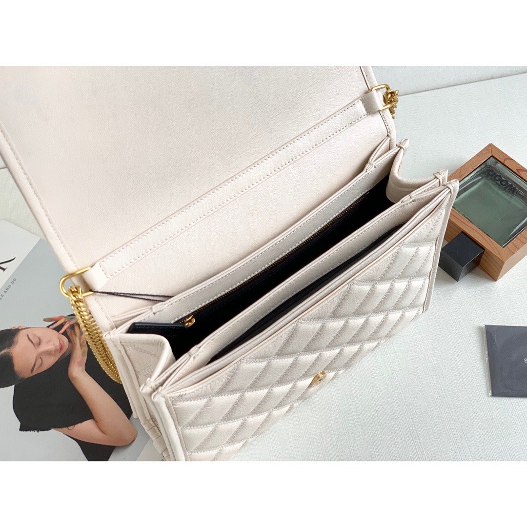 Sa1nt Lau*nt Becky Small Shoulder Bag White For Women 10.5in/27cm Y51