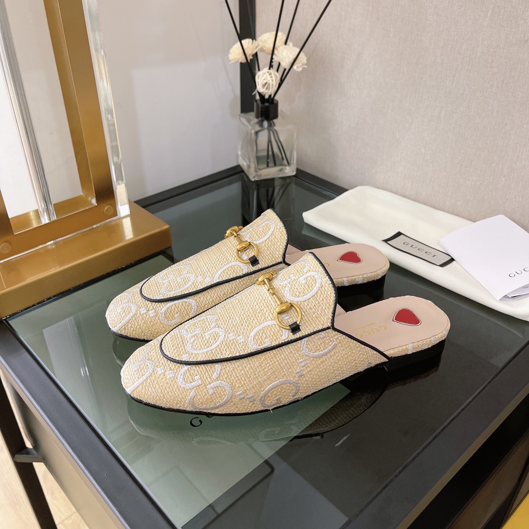 Gvc*1 Women’s GG Princetown Slipper Beige For Women GG ‎475094 UWB50 9676