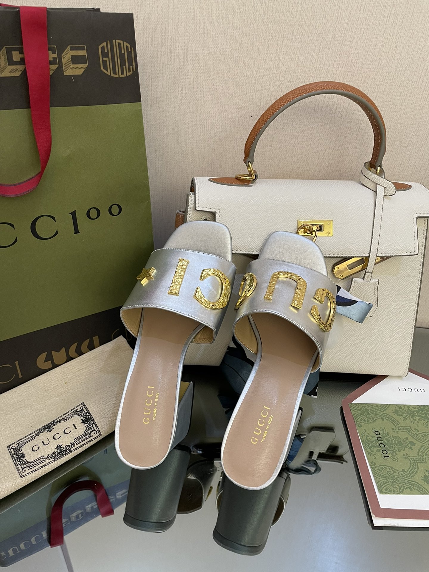 Gvc*1 Women’s ‘Gvc*1’ Slide Sandal Silver For Women GG