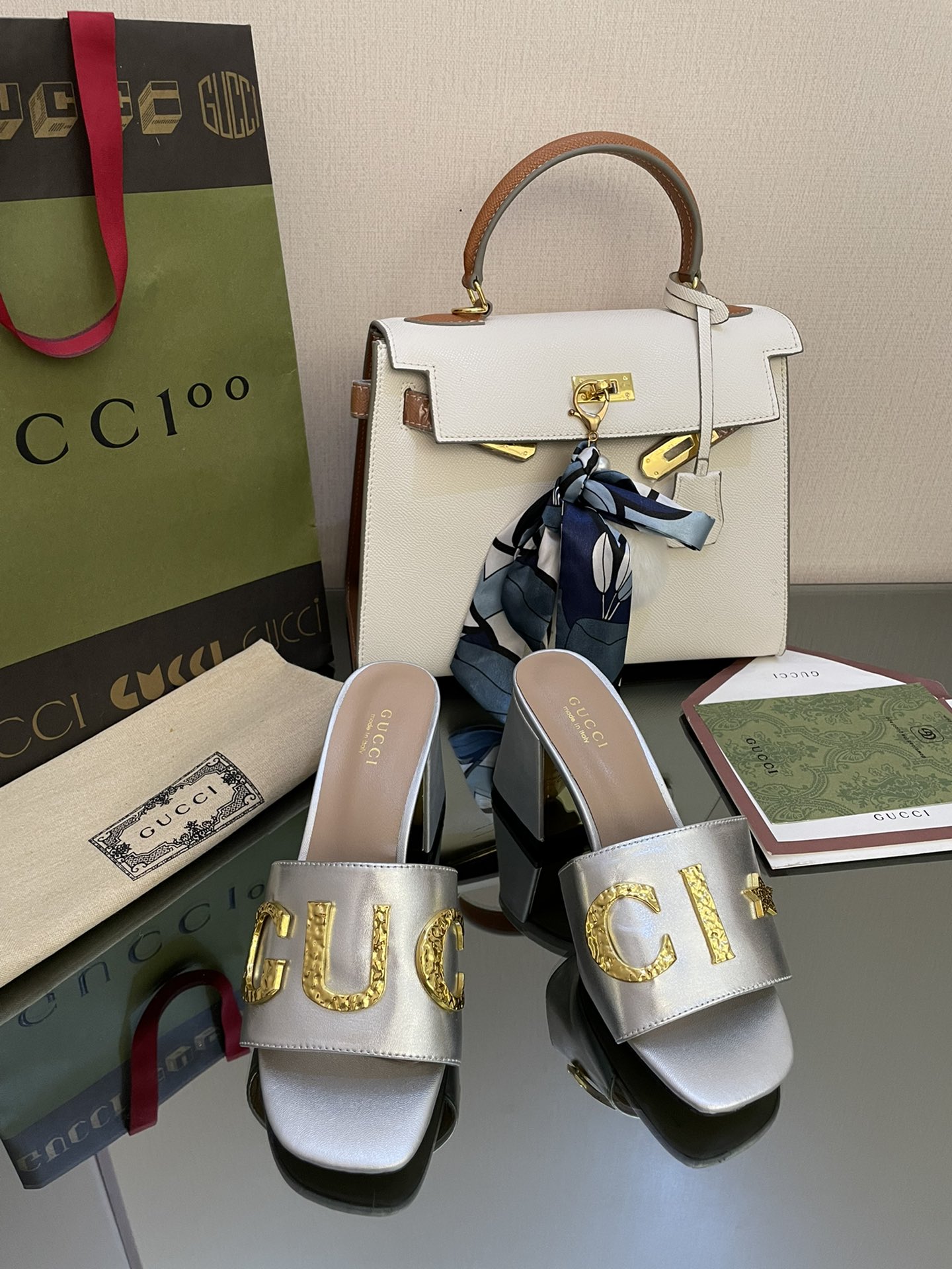 Gvc*1 Women’s ‘Gvc*1’ Slide Sandal Silver For Women GG