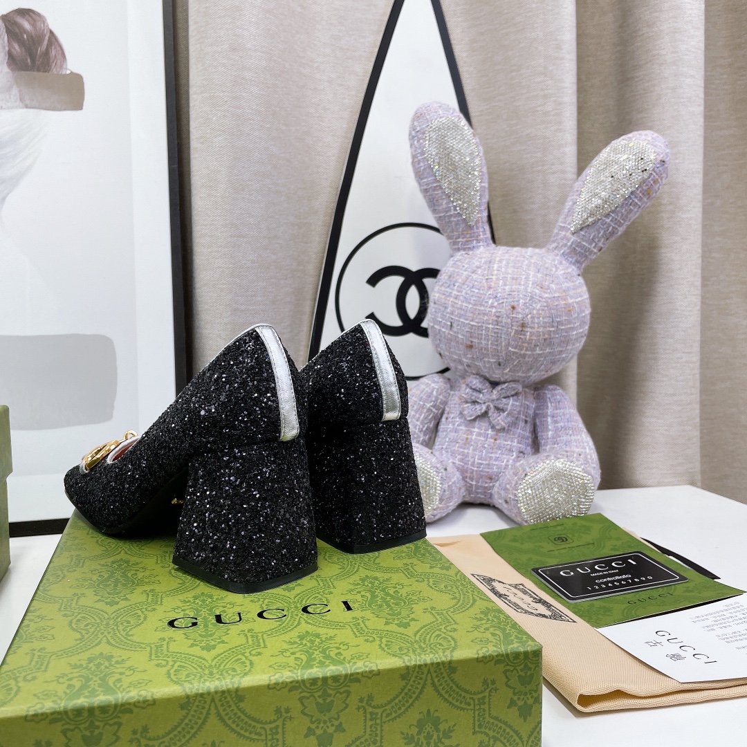 Gvc*1 Lovelight Mid-Heel Crystal Ballet Flat With Horsebit Black For Women GG