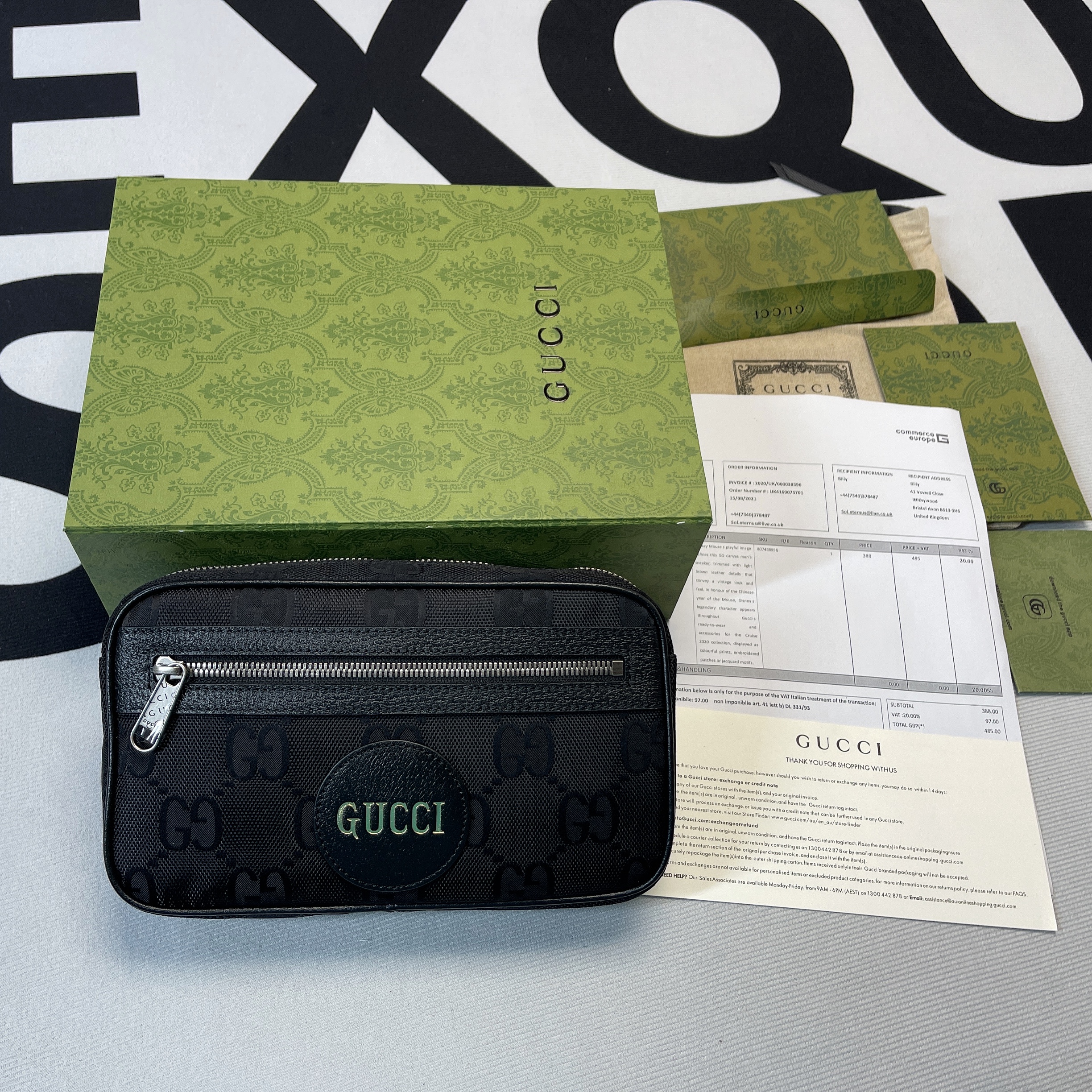 Gvc*1 Gvc*1 Off The Grid Belt Bag Black GG ECONYL® For Men  9.5in/24cm GG 631341 H9HBN 1000