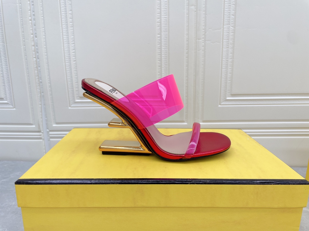 F**di First Pink Transparent High-Heeled Sandals For Women