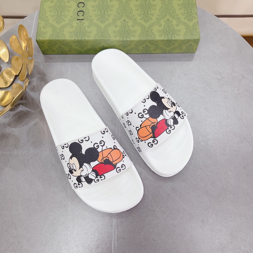 Gvc*1 Women’s GG Slide Sandal With Mickey Mouse White For Women 407345