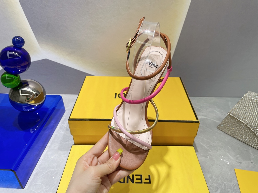 F**di First Pink Nappa High-Heeled Sandals For Women 8X8274AHIUF1GZU