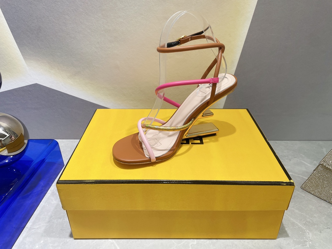 F**di First Pink Nappa High-Heeled Sandals For Women 8X8274AHIUF1GZU