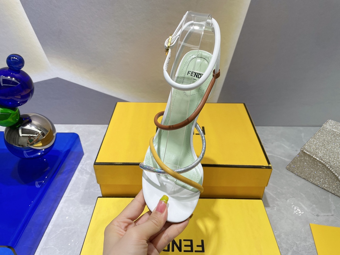 F**di First White Nappa High-Heeled Sandals For Women 8X8274AHIUF1GZS