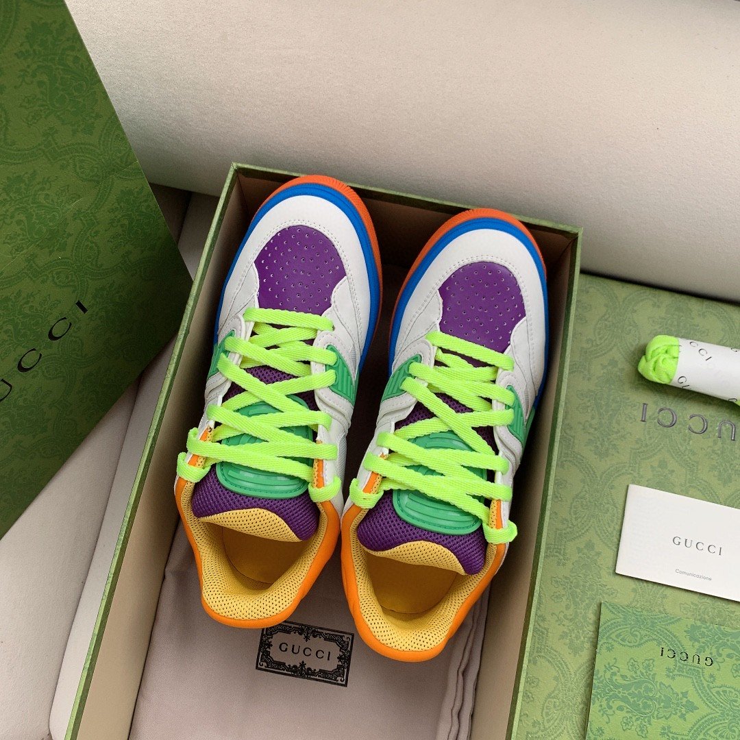 Gvc*1 Women’s Basket Sneaker White Green And Purple For Women 661310 2SH80 9062