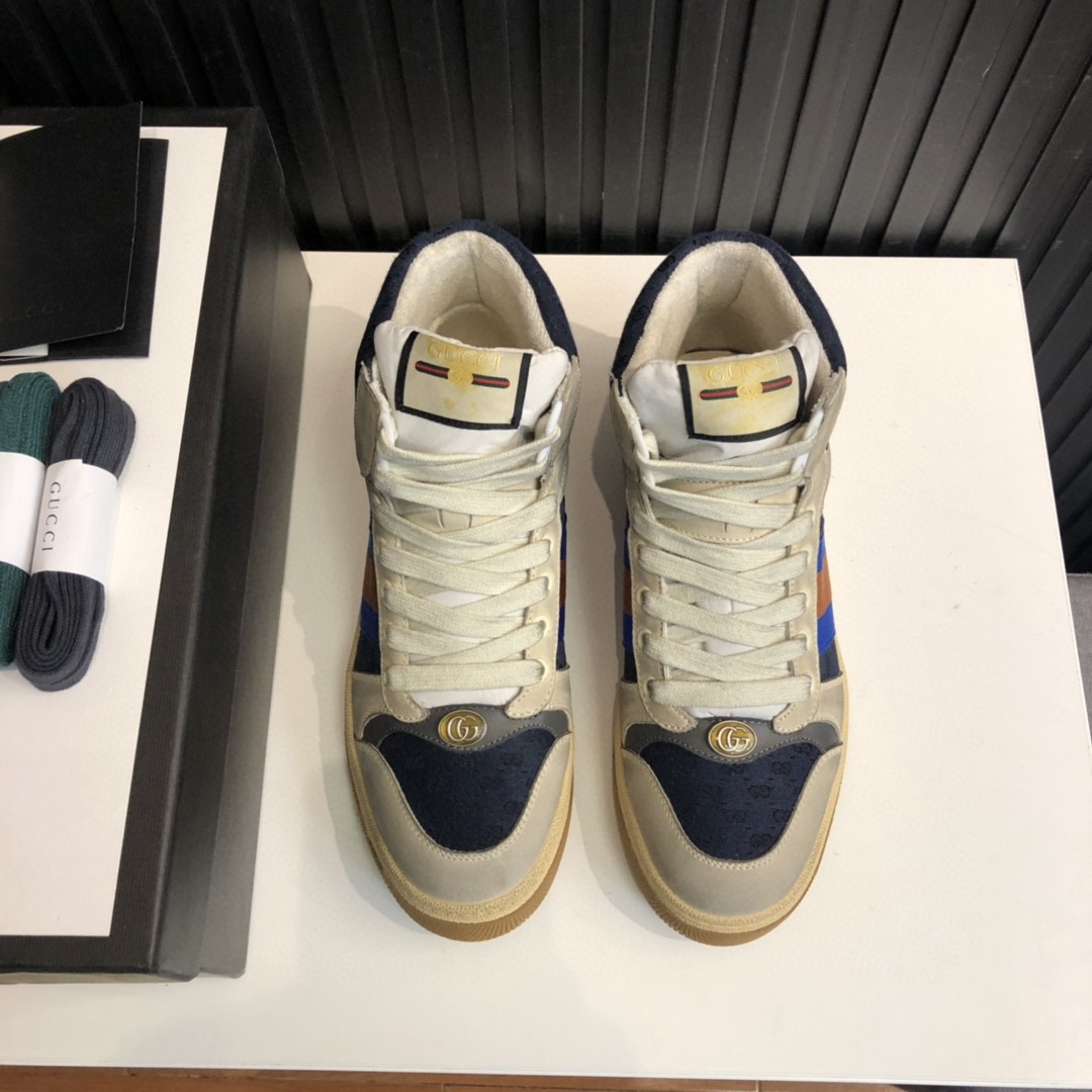 Gvc*1 Men’s GG Screener Distressed High Top Off-White Blue For Men 563730