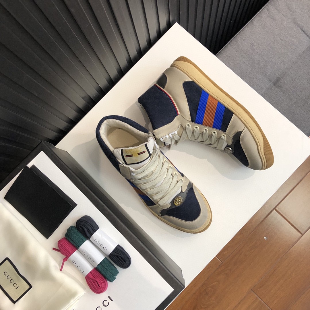 Gvc*1 Men’s GG Screener Distressed High Top Off-White Blue For Men 563730