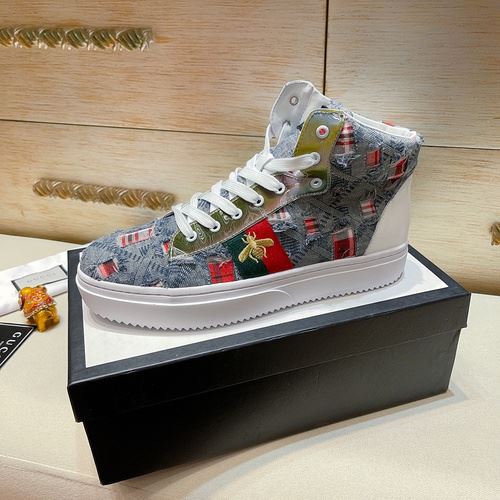 Gvc*1 Men’s Basket Jean’s High Top With Bee Sneaker Blue For Men