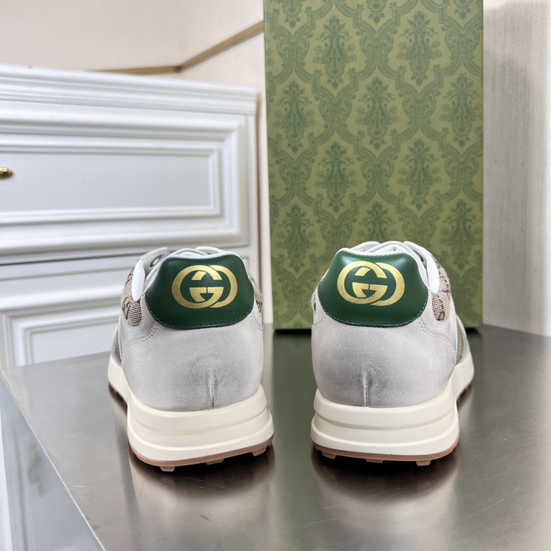 Gvc*1 Men’s GG Sneaker With Web Green For Men GG Shoes 669698