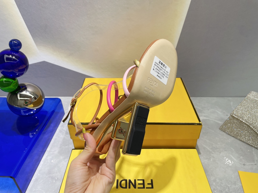 F**di First Pink Nappa High-Heeled Sandals For Women 8X8274AHIUF1GZU