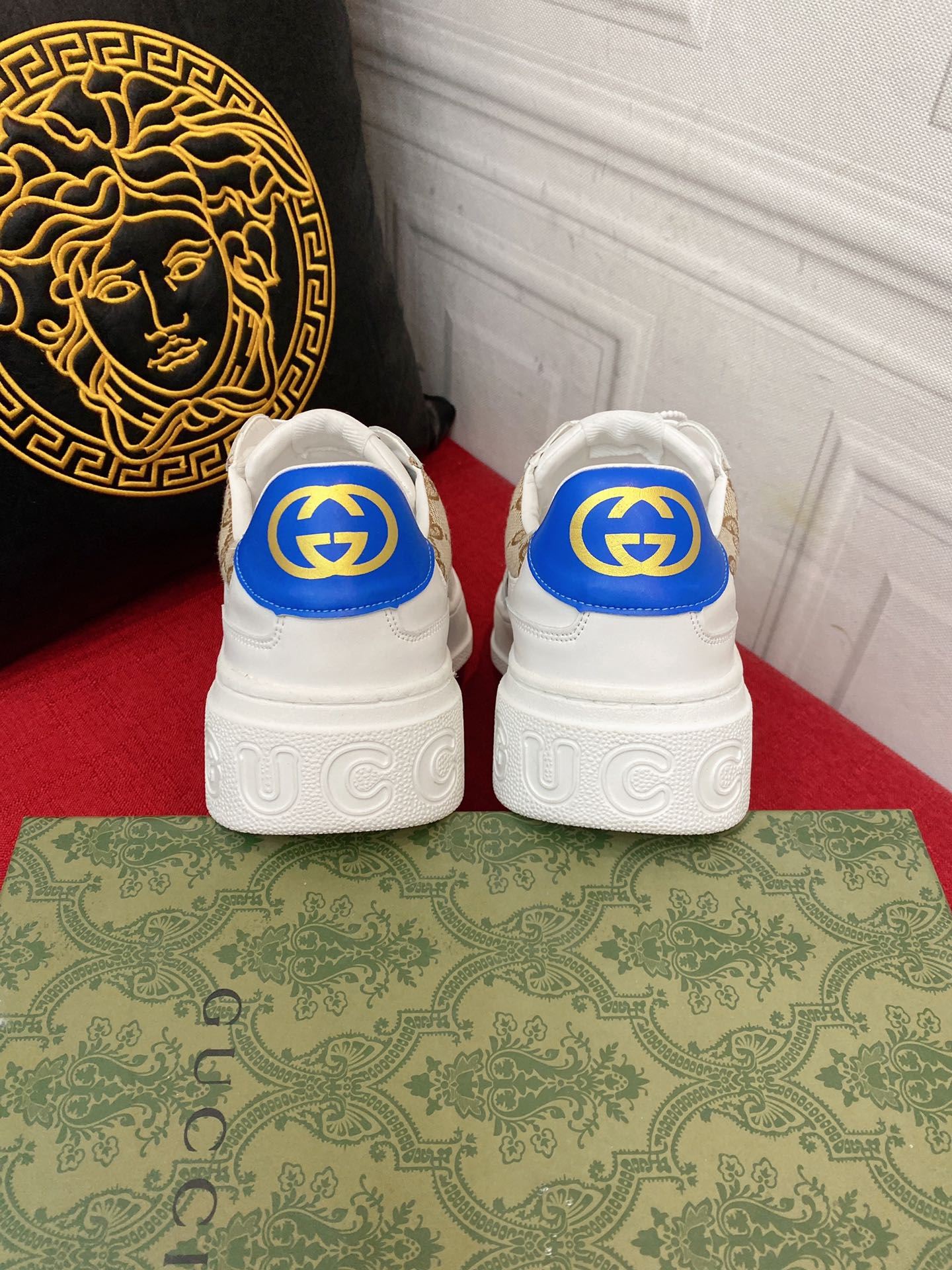 Gvc*1 Men’s GG Sneaker With Web White And Beige For Men ‎669698