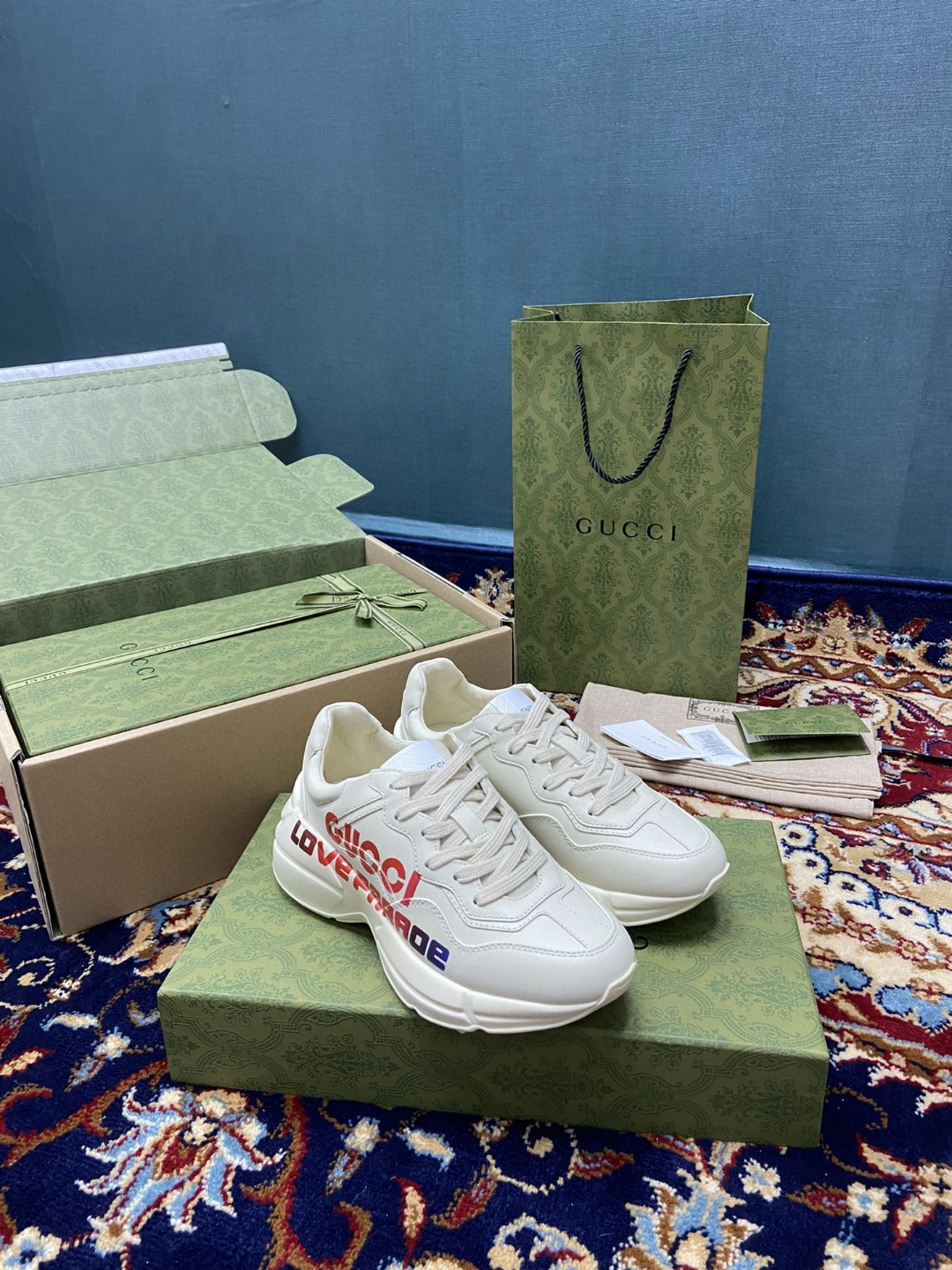 Gvc*1 Men’s Rhyton Sneakers With Gvc*1 Love Parade Red White Ivory For Men 524990‎