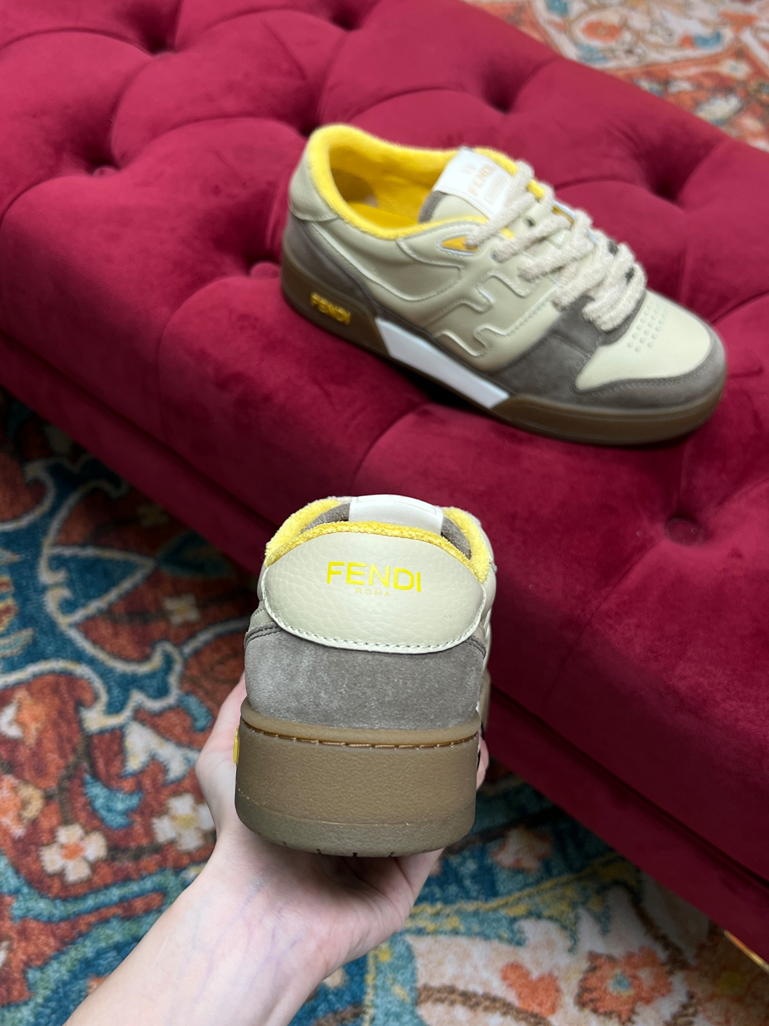 F**di Match Low Tops In Beige For Women 8E8252AHH2F1FHU