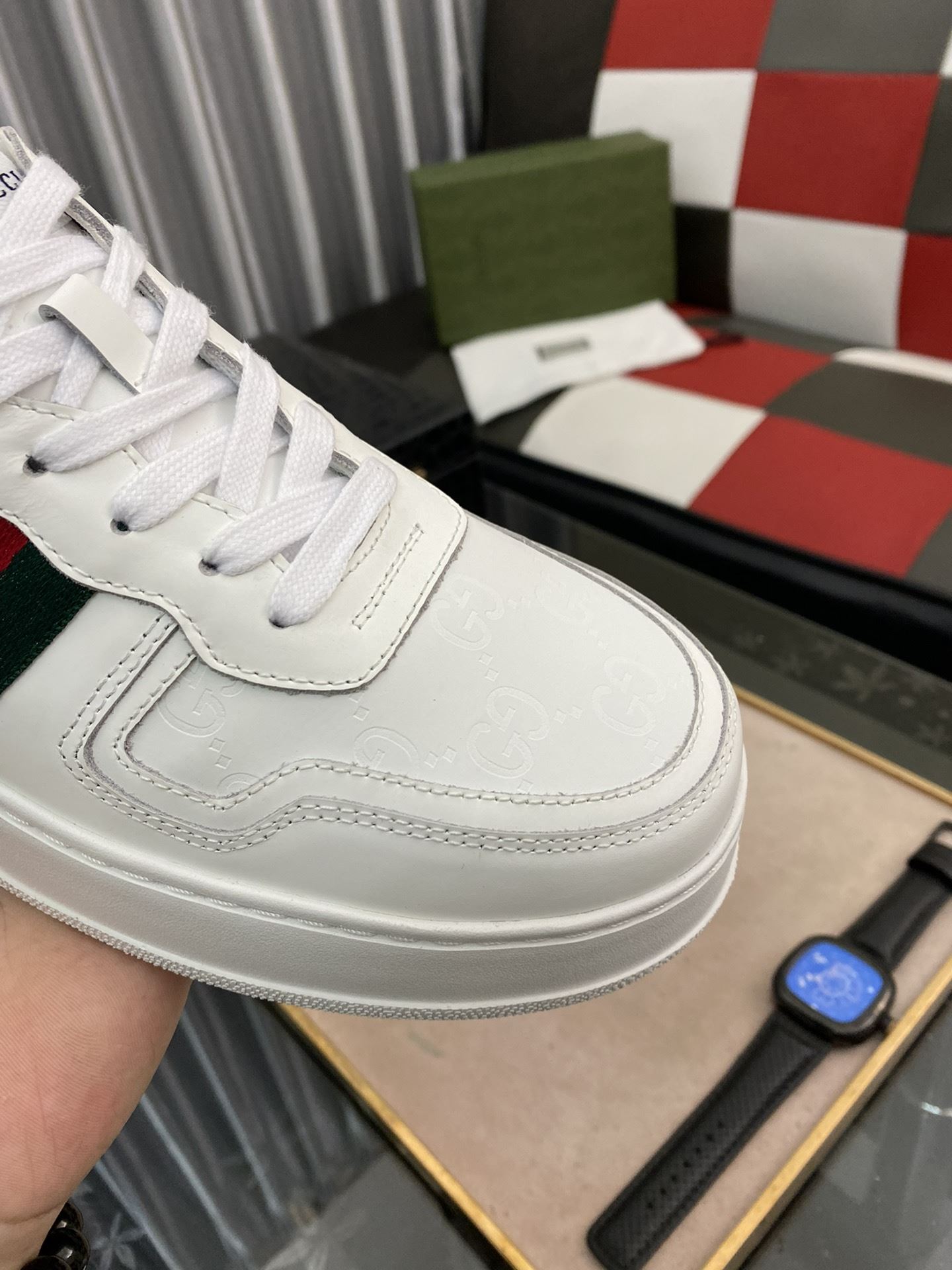 Gvc*1 Men’s GG Sneaker With Web White For Men ‎669582