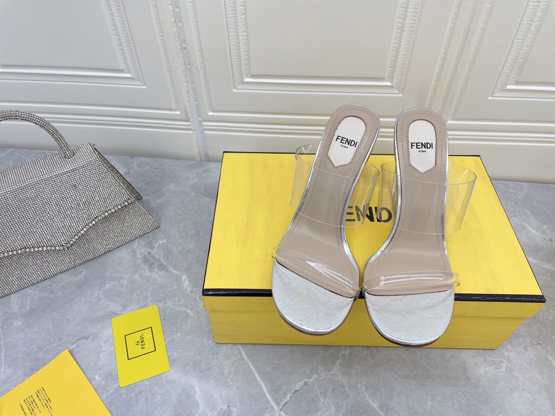 F**di First White Transparent High-Heeled Sandals For Women