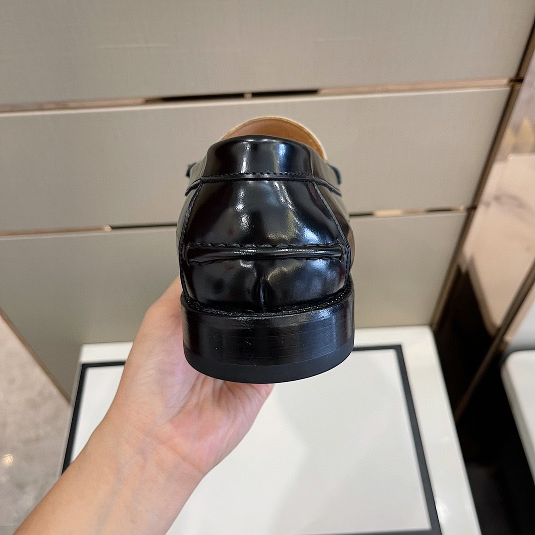 Gvc*1 Men’s GG Loafers Horsebit Black And Beige For Men 699501