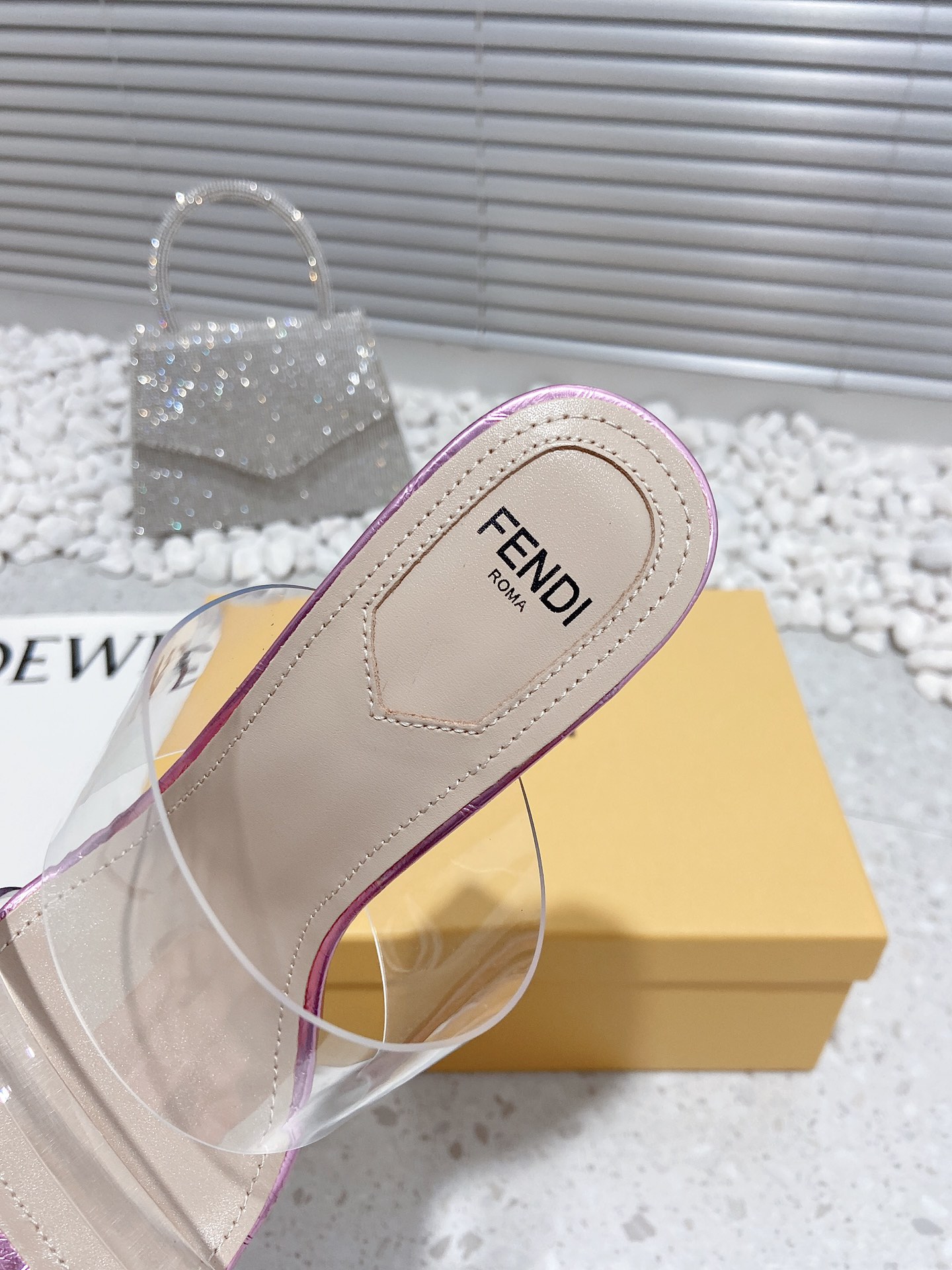F**di First Pink Transparent High-Heeled Sandals For Women